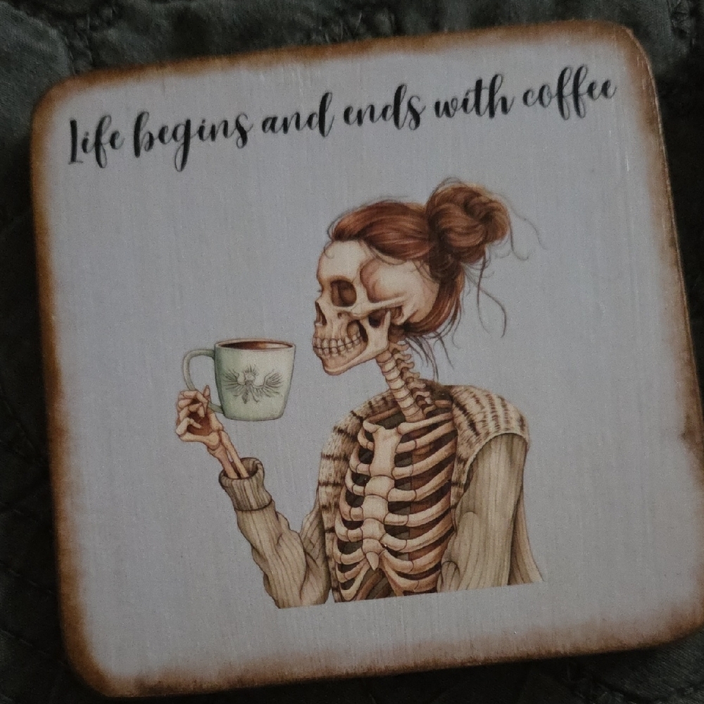 Skeleton Coffee Coasters Set - Picture 4 of 5